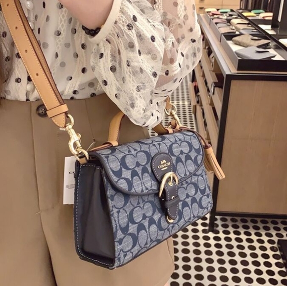 NWT COACH KLEO Signature Chambray Top Handle Bag Denim Multi C8513 $398 - Picture 11 of 11